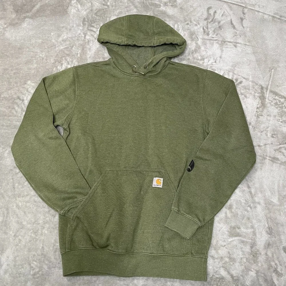 Carhartt Mens Loose Fit Midweight Logo Sleeve Hoodie Size Small Green